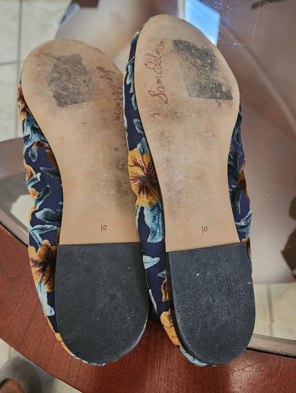 Sam Edelman FELICIA Ballet Slipper Floral Navy Ballet Flats with Mustard Blooms - Picture 4 of 4